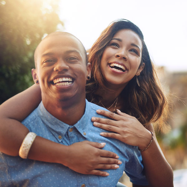 young couple smiling